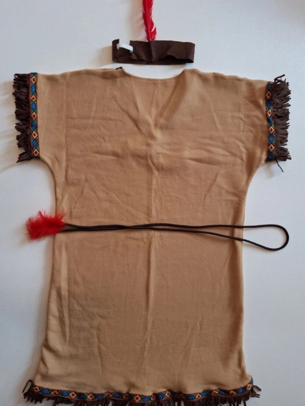 Native American Princess Halloween Costume Dress Headband Belt Lg 12-14